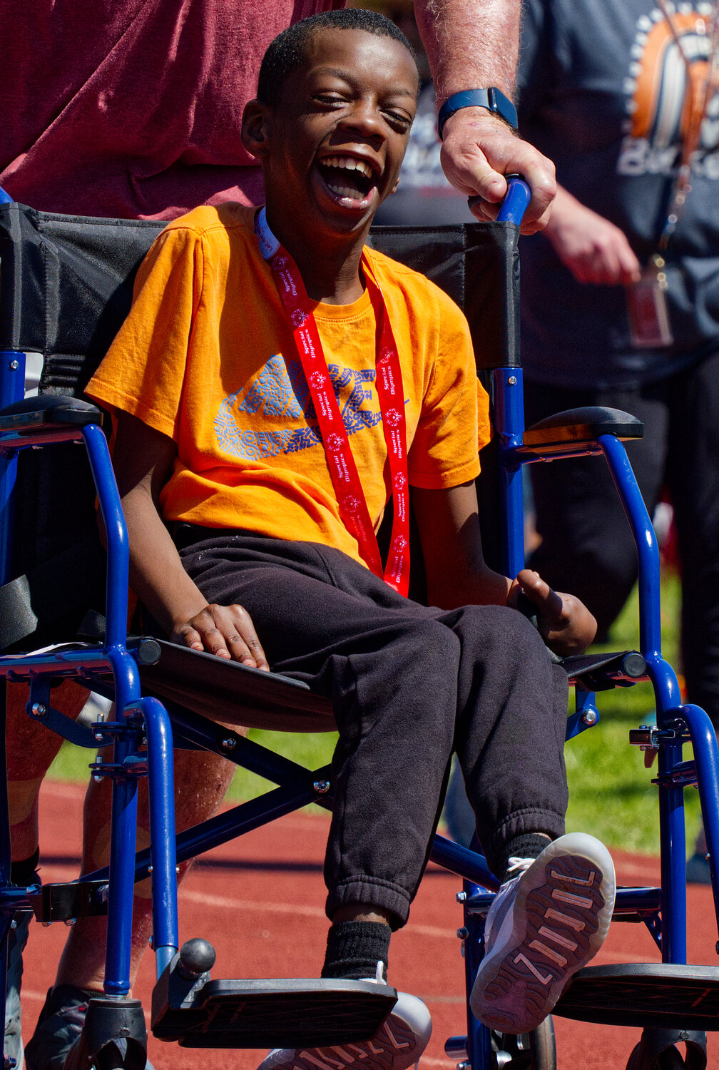 A competitor from Gilmer enjoys racing. [see more special olympics success]